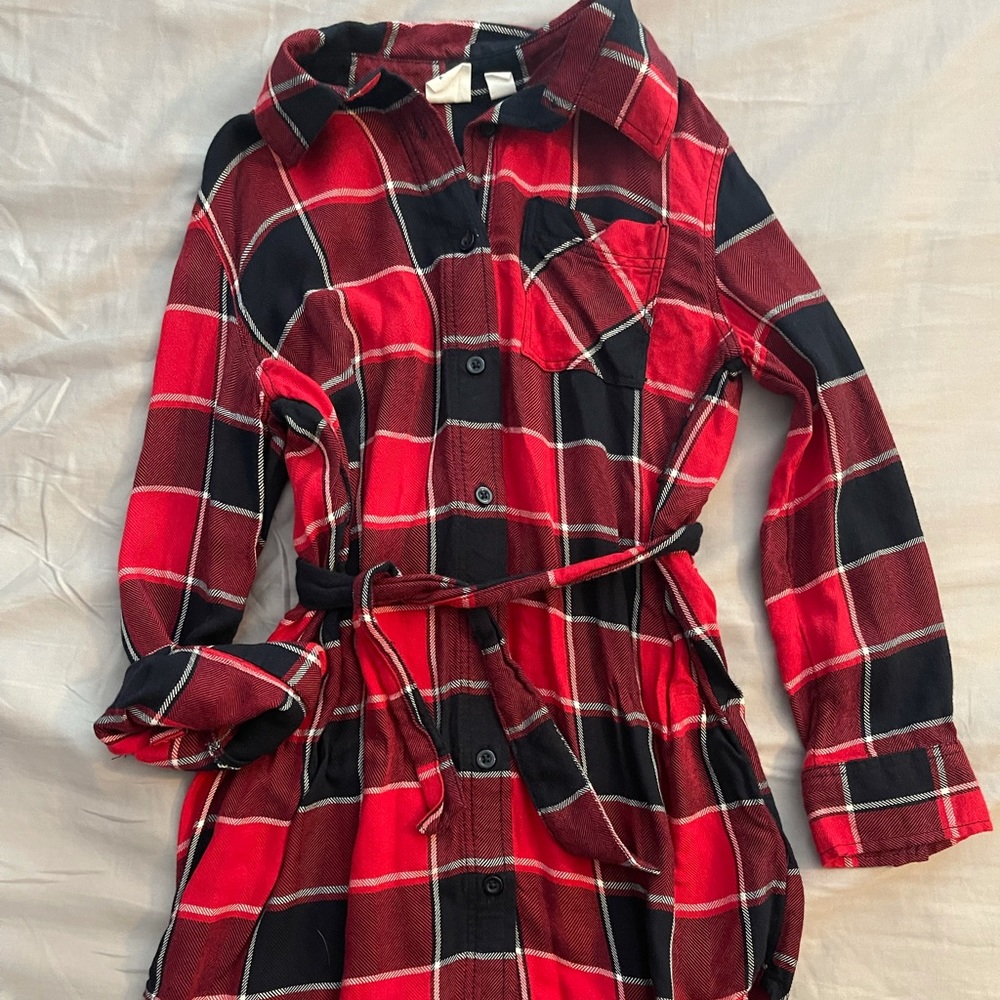Gap small plaid dress with tie for waist